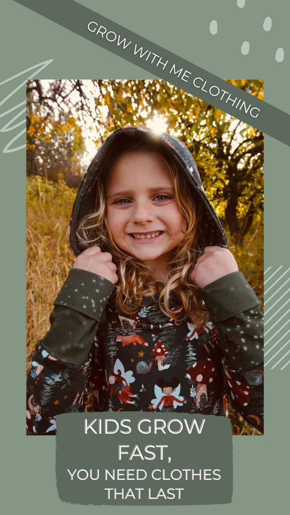 Kids grow fast!  You need clothes that last.  Grow with me expanding sizes is your answer!