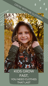 Kids grow fast!  You need clothes that last.  Grow with me expanding sizes is your answer!
