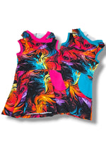 Load image into Gallery viewer, Colorful feather hooded tank dress
