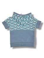 Load image into Gallery viewer, Scalloped Blue Waves Hooded Dolman
