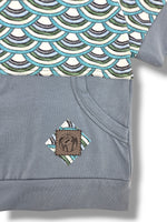 Load image into Gallery viewer, Scalloped Blue Waves Hooded Dolman

