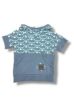 Load image into Gallery viewer, Scalloped Blue Waves Hooded Dolman

