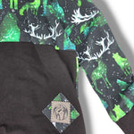 Load image into Gallery viewer, Green constellation animals/black hooded dolman
