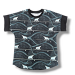 Load image into Gallery viewer, Teal/black polar bear dolman
