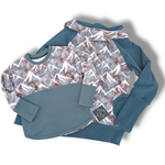 Load image into Gallery viewer, Blue mountain peak raglan hoodie
