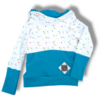 Load image into Gallery viewer, Teal paint splatter hoodie
