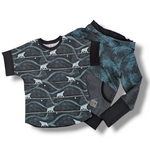 Load image into Gallery viewer, Teal/black polar bear dolman
