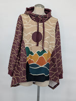 Load image into Gallery viewer, Adult Burgundy mountain sunset relaxed hoodie
