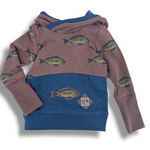 Load image into Gallery viewer, Brown/Navy fish hoodie
