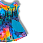 Load image into Gallery viewer, Rainbow Forest Blue Tank Dress
