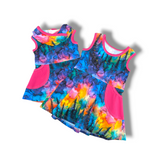 Load image into Gallery viewer, Rainbow Forest Pink Tank Dress
