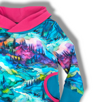 Load image into Gallery viewer, Misty mountains teal/pink Tunic
