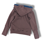 Load image into Gallery viewer, Brown/Navy fish hoodie w/ circle applique
