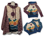 Load image into Gallery viewer, Adult Burgundy mountain sunset relaxed hoodie
