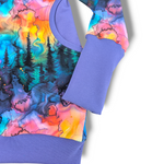 Load image into Gallery viewer, Purple Rainbow Northern lights Forest Tunic
