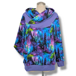 Load image into Gallery viewer, Purple Northern Lights Forest Hoodie
