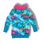 Load image into Gallery viewer, Misty mountains teal/pink Tunic
