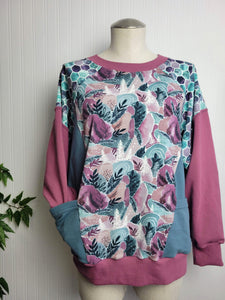 Adult Small Mauve Honeycomb Forest Oversized Pocket Raglan