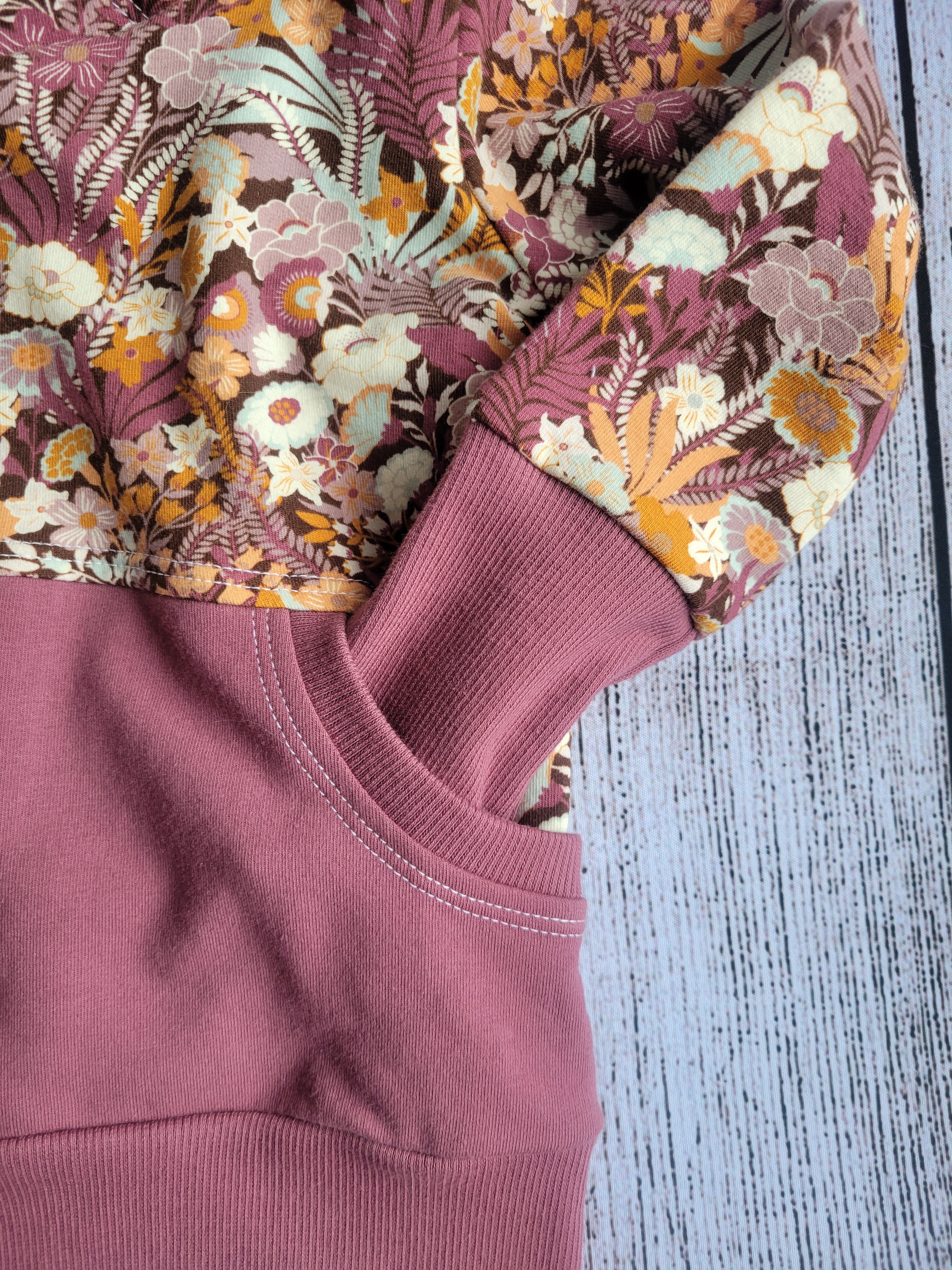 Mauve & Orange Floral Hoodie