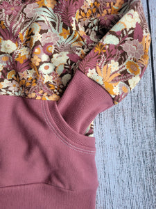 Mauve & Orange Floral Hoodie