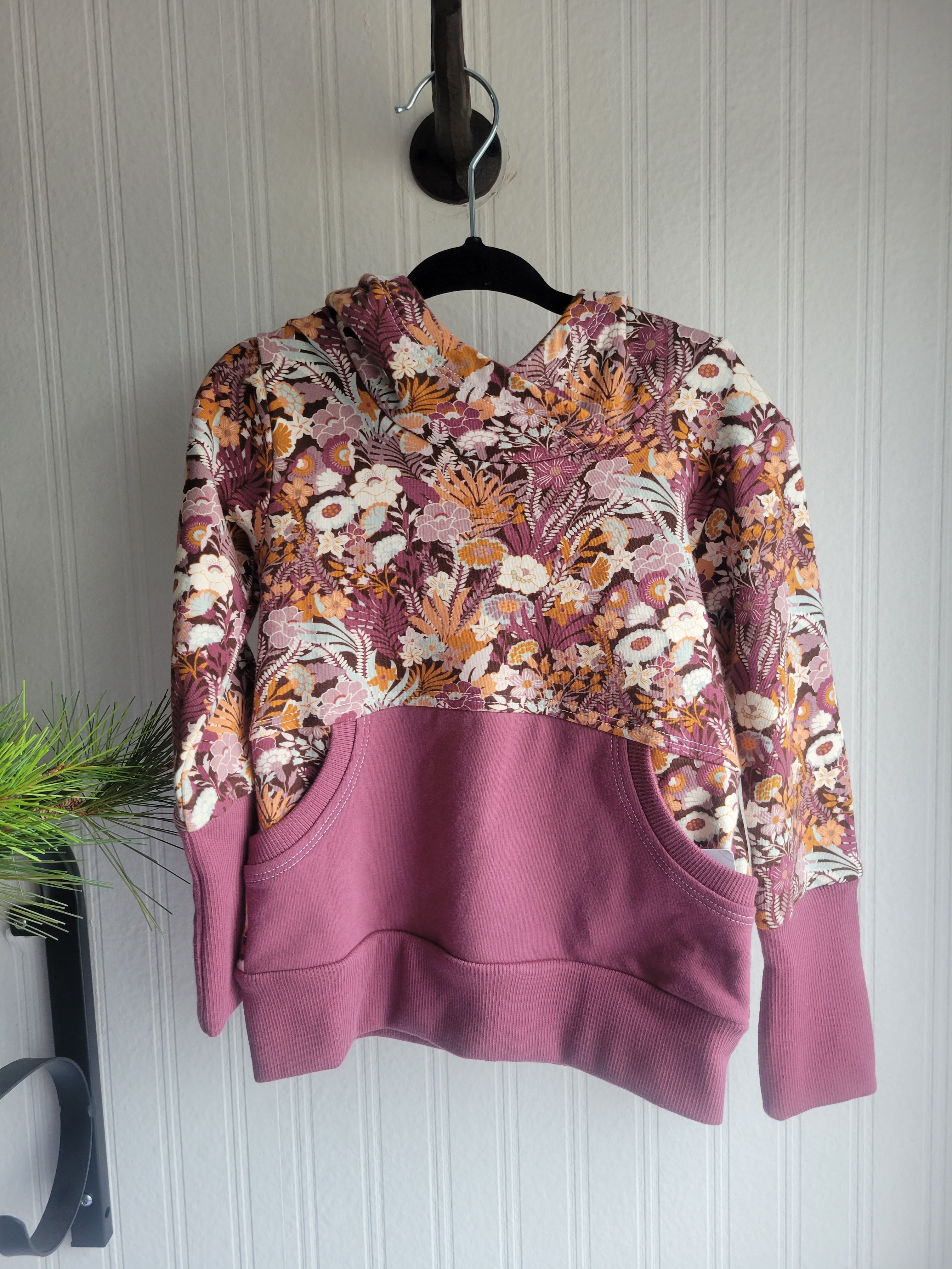Mauve & Orange Floral Hoodie