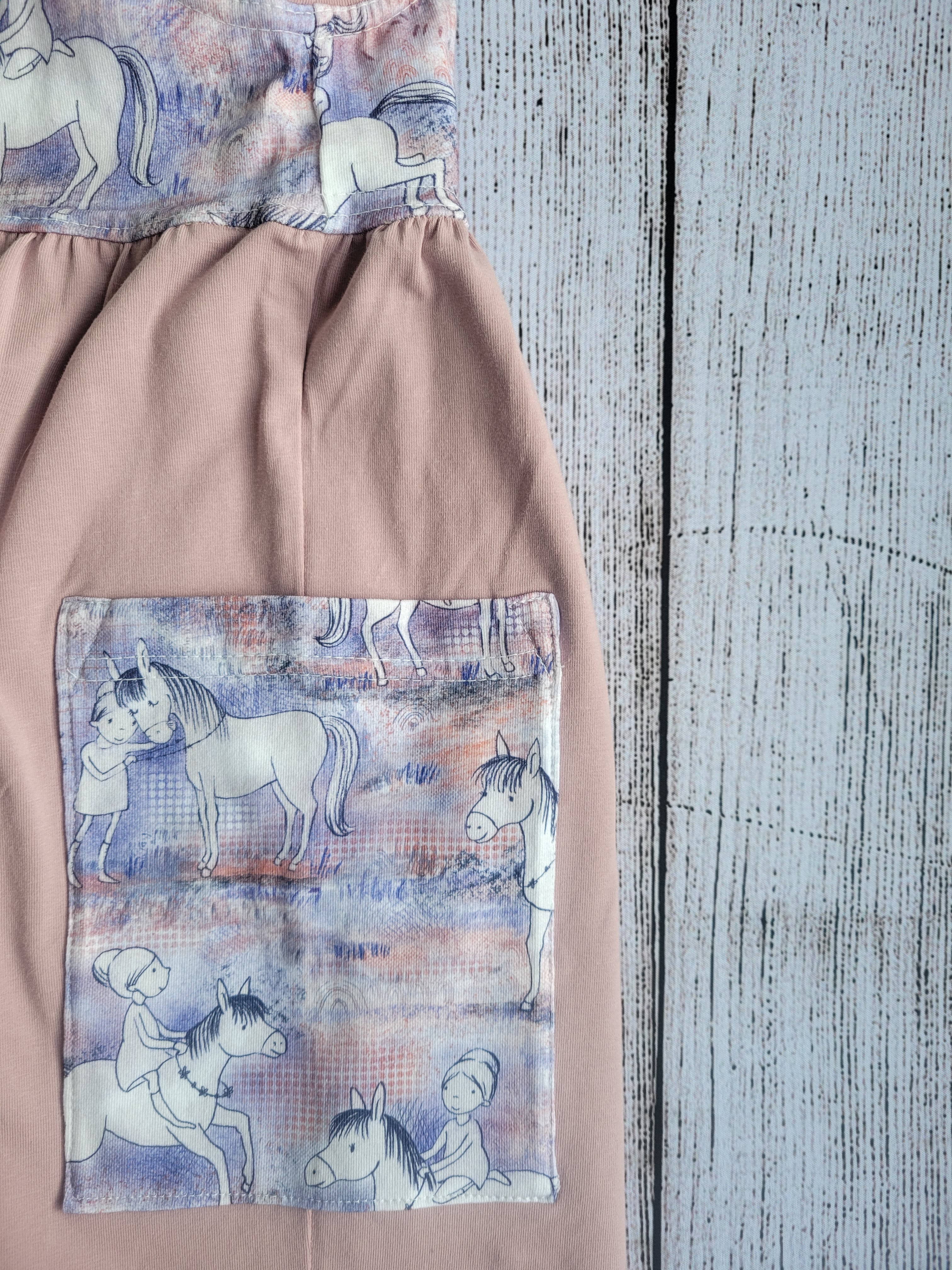 Ponies Bodice with Blush Pink Skirt Dress