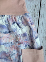 Load image into Gallery viewer, Blush Pink Bodice with Ponies Skirt Dress
