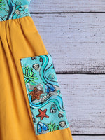 Load image into Gallery viewer, 3T Tidepool and Gold Dolman Dress
