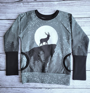 Stag and Moon on Blue