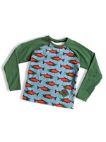 Load image into Gallery viewer, 8y Spruce Salmon Raglan T-shirt
