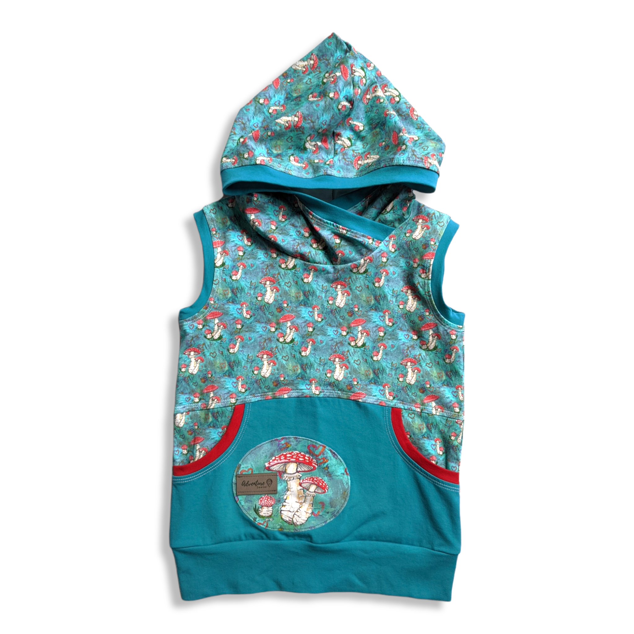 6-9T Teal Mushrooms Hooded Tank