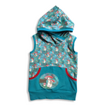 Load image into Gallery viewer, 6-9T Teal Mushrooms Hooded Tank

