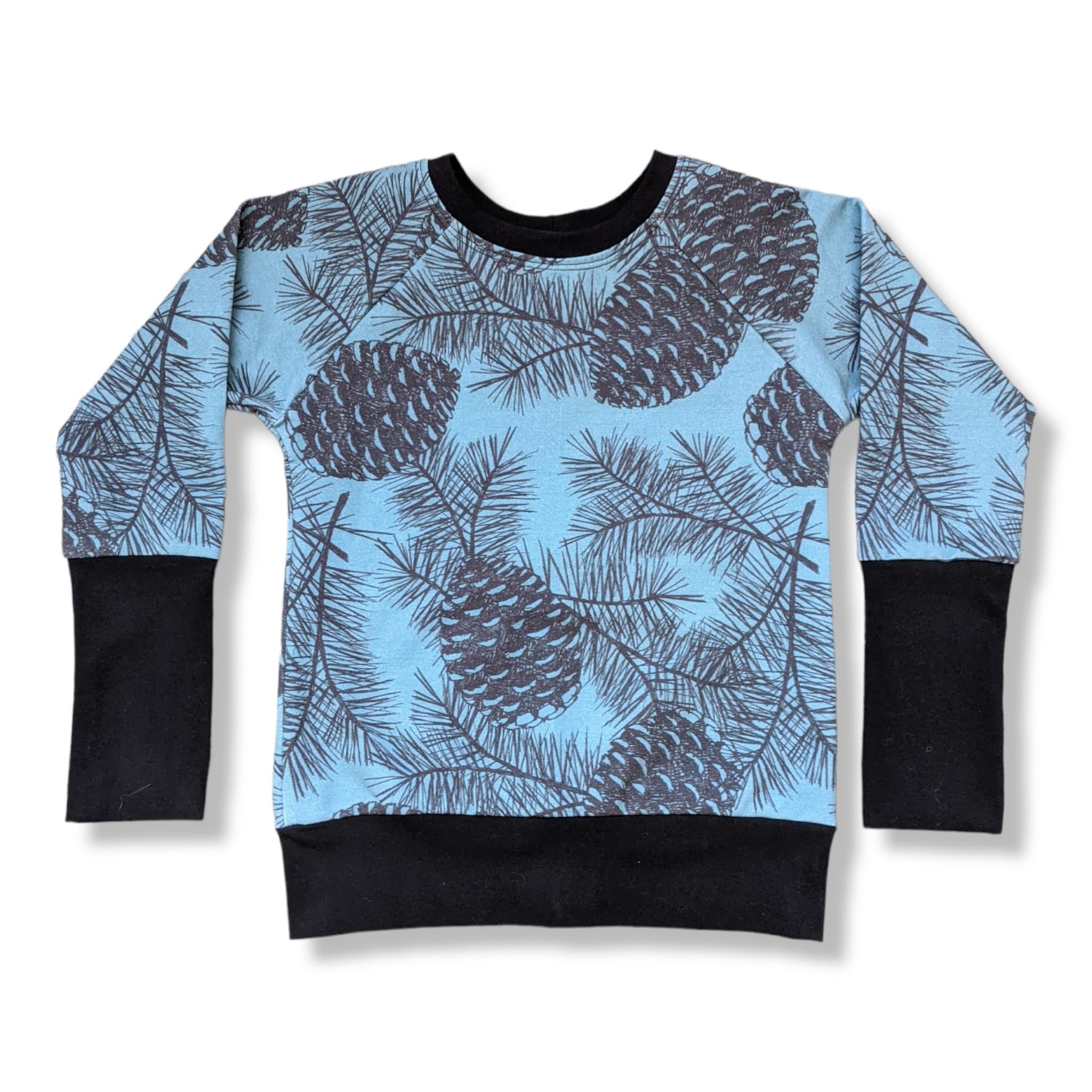 6-9Y Blue & Black Pinecone Pullover
