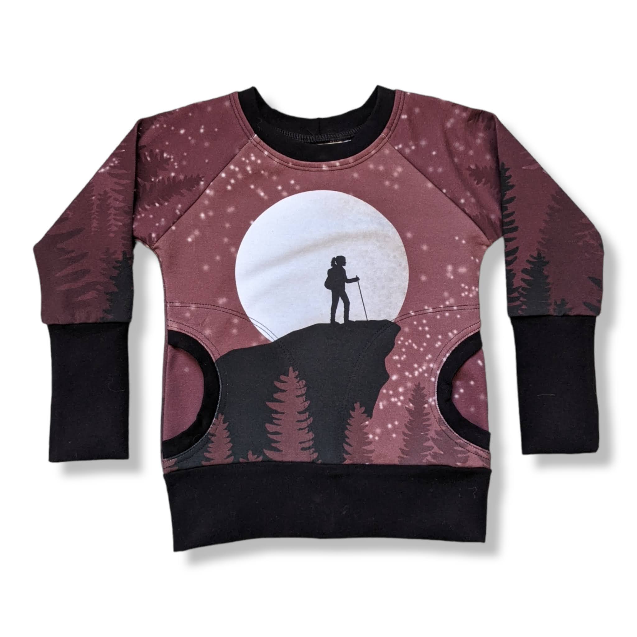 1-3T Maroon Hiker Girl Pocket Pullover