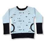 Load image into Gallery viewer, Light Blue with Black Birds Pocket Pullover
