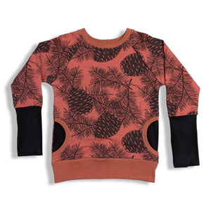 9-12Y Rust Pinecone Pullover With Black Pockets