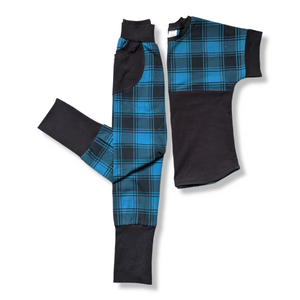 Blue Plaid Short Sleeve Dolman