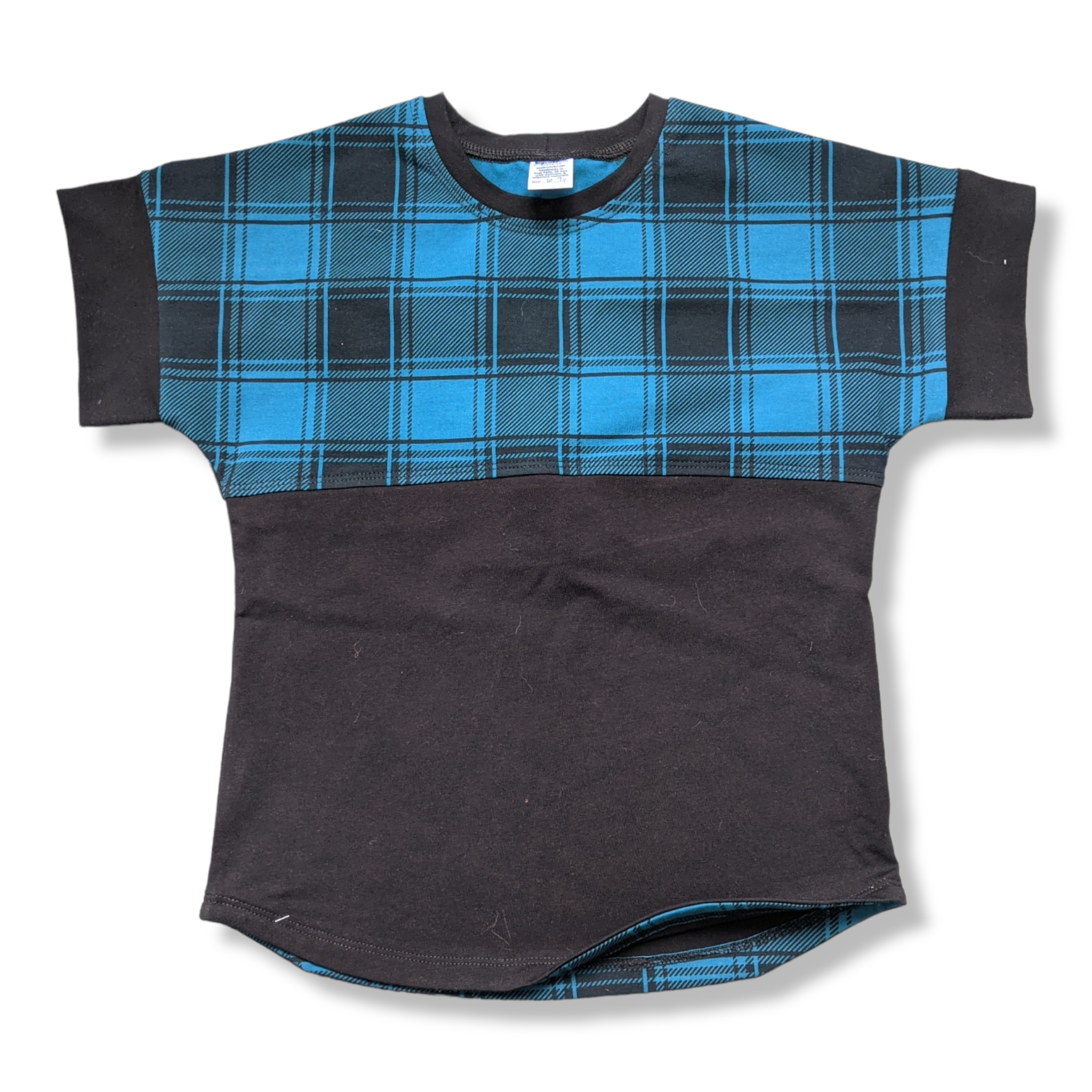 Blue Plaid Short Sleeve Dolman