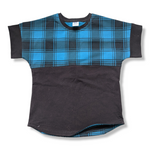Load image into Gallery viewer, Blue Plaid Short Sleeve Dolman
