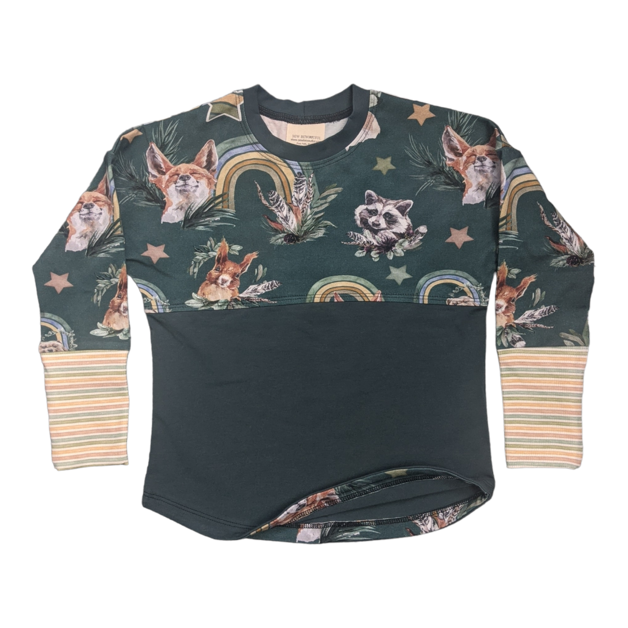 Forest Friends Teal Curved Hem Dolman