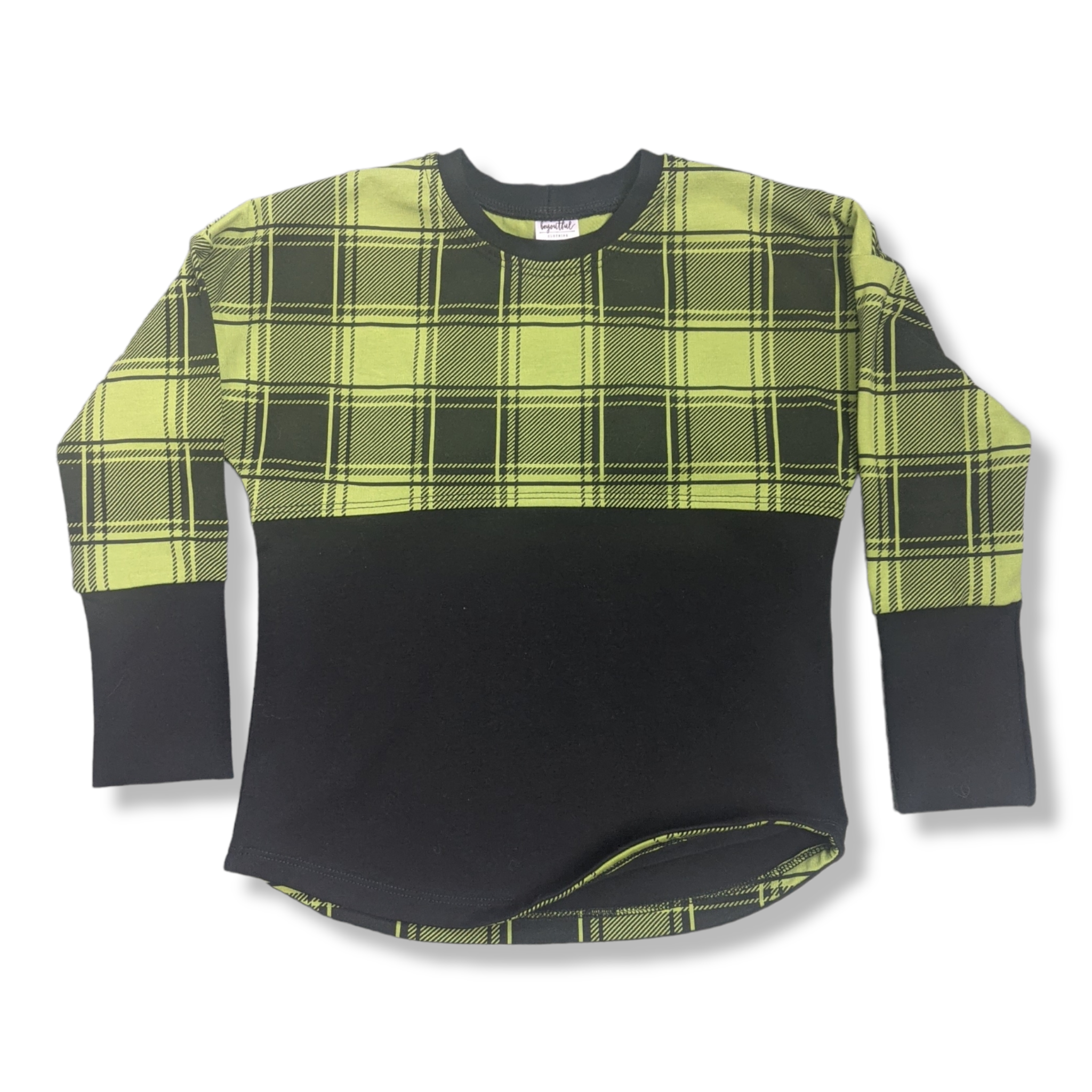 Green Plaid Long Sleeve Dolman