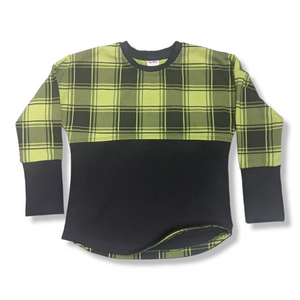 Green Plaid Long Sleeve Dolman