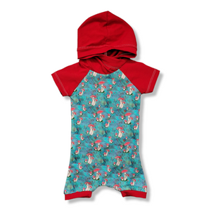 6/9M Red Mushrooms Hooded Romper