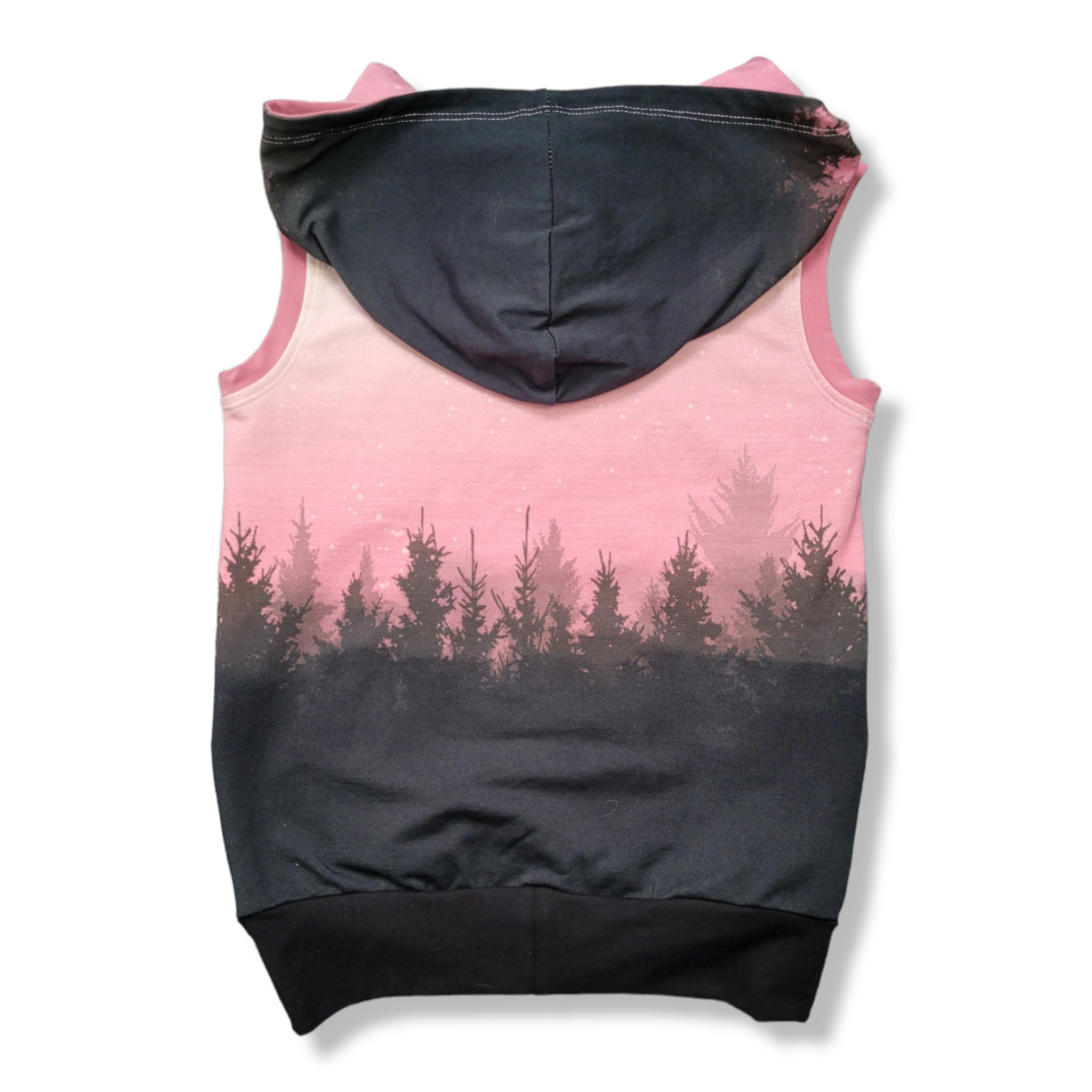 9-12y Pink trees Hooded Tank with Mtn Panel
