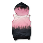 Load image into Gallery viewer, 9-12y Pink trees Hooded Tank with Mtn Panel
