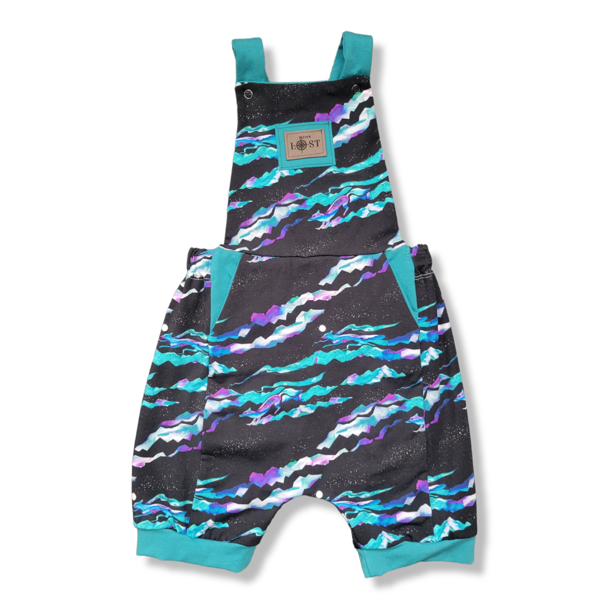 5T Northern Lights Foxes Teal with Tag Romper