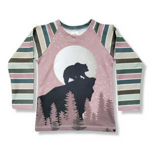 4T Pink Bear and Stripes Raglan Size