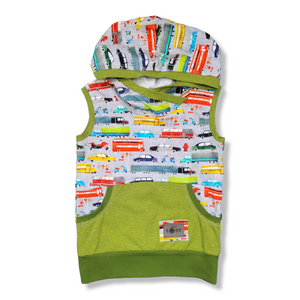 3-6T Traffic/ Green Stripes Hooded Tank