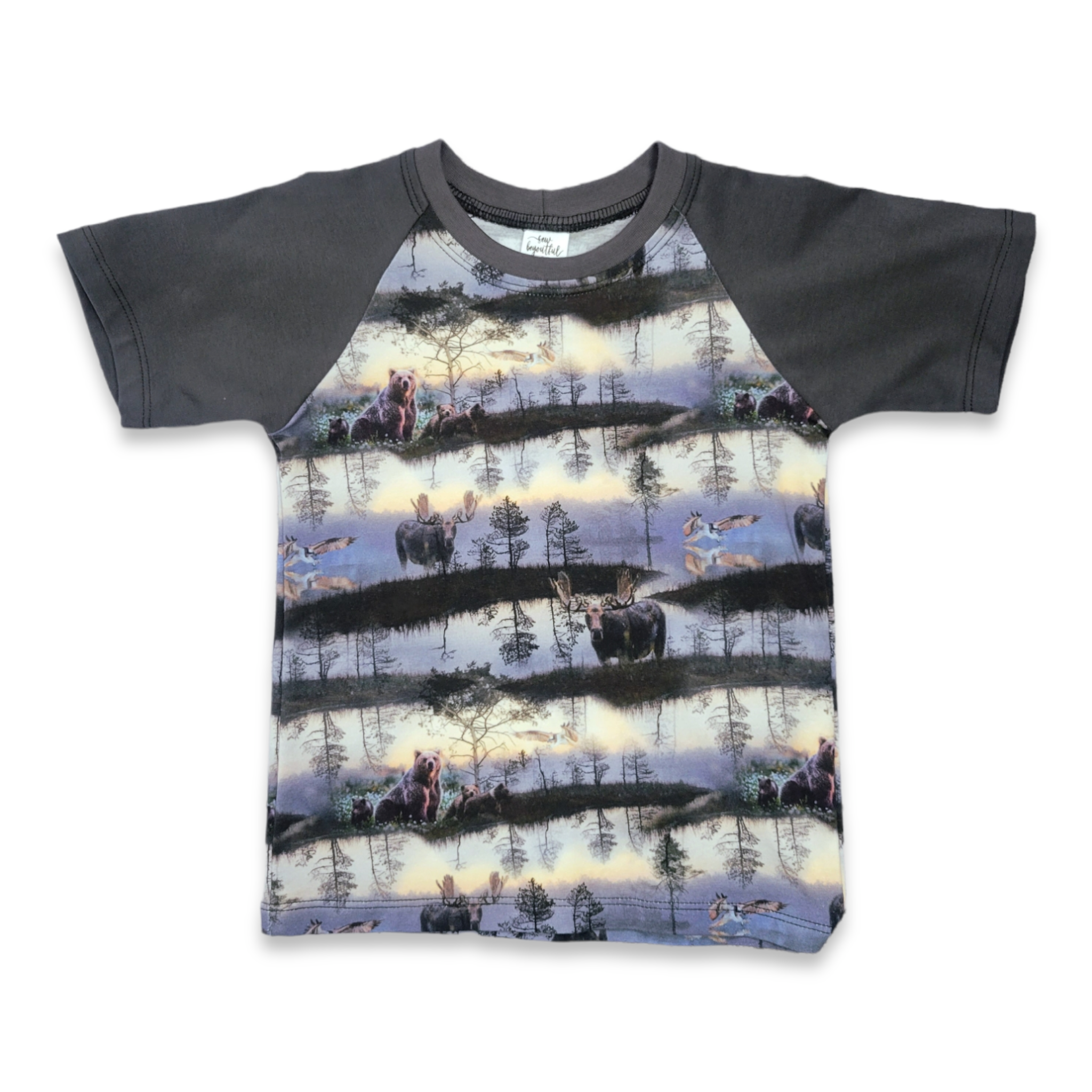 4T Charcoal Moose/Bear Raglan