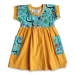 Load image into Gallery viewer, 3T Tidepool and Gold Dolman Dress
